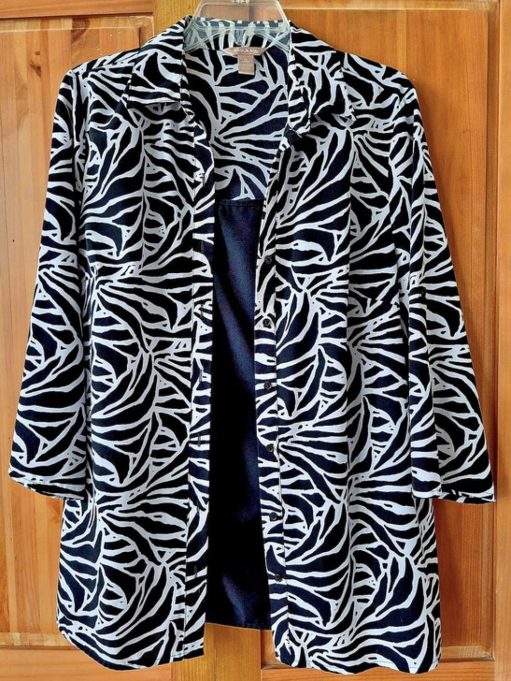 White Stag Abstract Print Blazer Top in Black & White Size 1X Like New